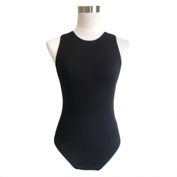 Zara Tops Nwt Zara Black Ribbed Bodysuit Poshmark